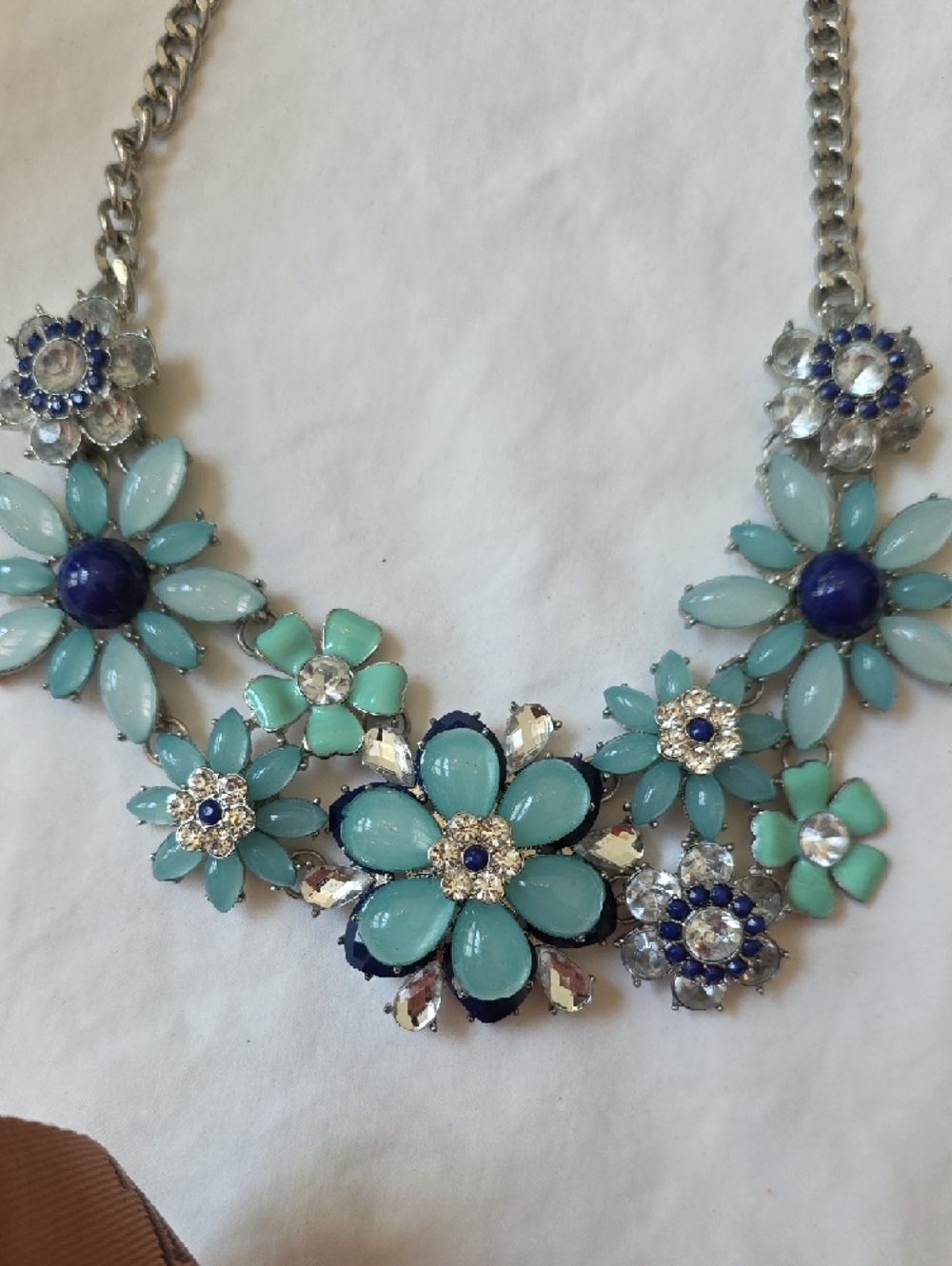 VivI Love Floral Statement Necklace in Aqua and Blue - Picture 5 of 7